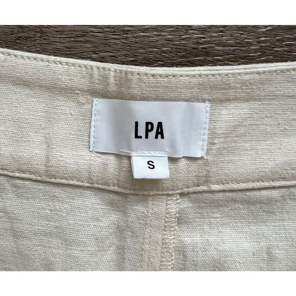 LPA Pants Womens Sm Cream Jacopo Linen Blend Side Button Hi-Rise Wide Leg Sailor - Picture 4 of 12